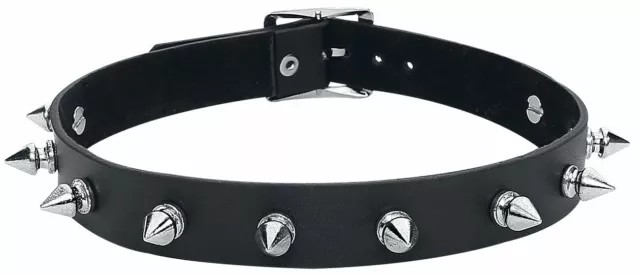 Collana Collare Spike Choker Nera Punk Gotico Fetish Finta Pelle Borchie Unisex 3