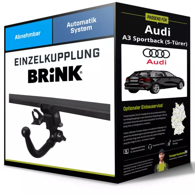 Abnehmbare Anhängerkupplung für AUDI A3 Sportback (5-Türer) 13- Typ 8V Brink NEU