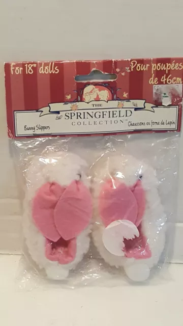 Springfield Collection 18” Doll Shoes Bunny Slippers PINK & WHITE