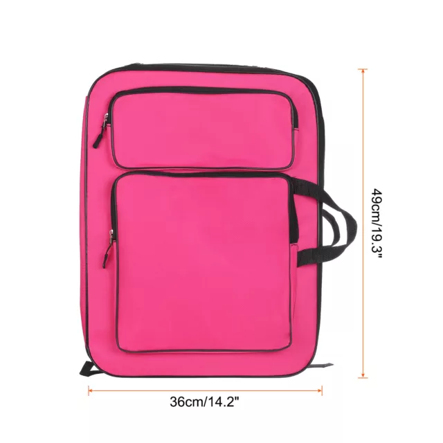 Mochila de cartera artística de 14,2"" x 19,3"", organizador de dibujo, rojo rosa 2