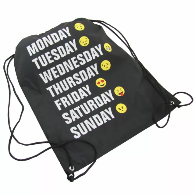 Turnbeutel, Rucksack mit Mon-, Tues-, Wednes-, Thurs-, Fri-, Satur- und Sunday