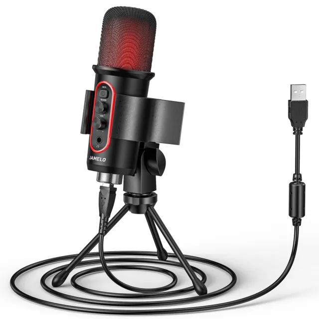 USB Condenser Microphone For Podcast Gaming Recording Streaming w/ Tripod Stand