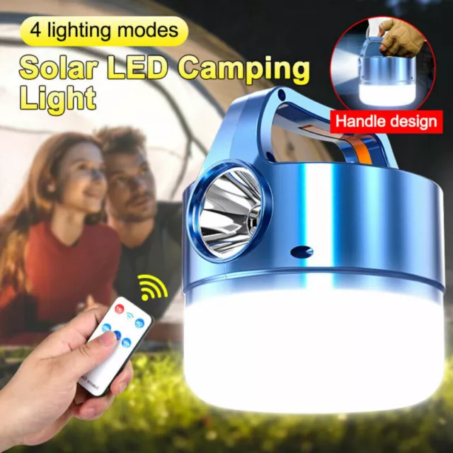 30W LED Solarleuchte Outdoor Camping Lampe Aufladbar Laterne Akku Zelt Licht DHL