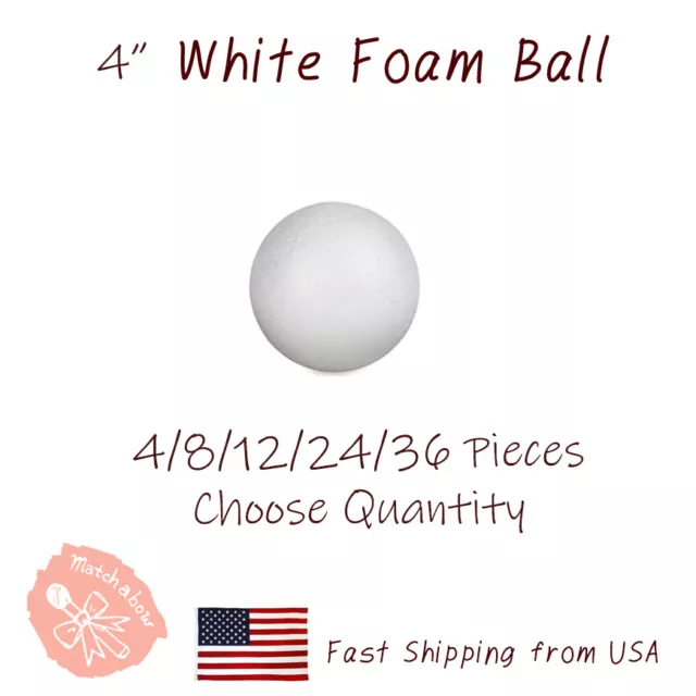 4 ct Foam Balls 4 Round White Polystyrene Styrene Forms Sphere Art Craft  C096 