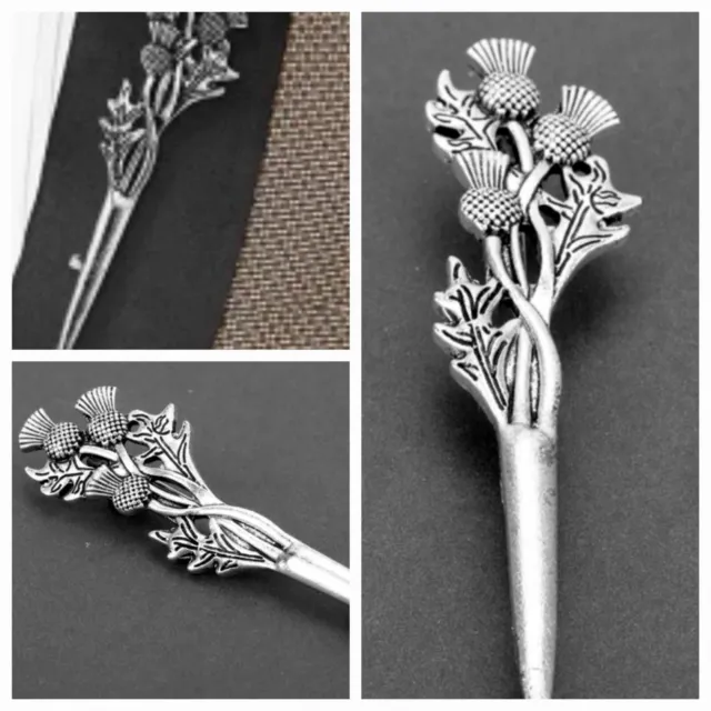 Scottish Thistle BROOCH Pin buttonhole. Wedding funeral etc 6.5cms