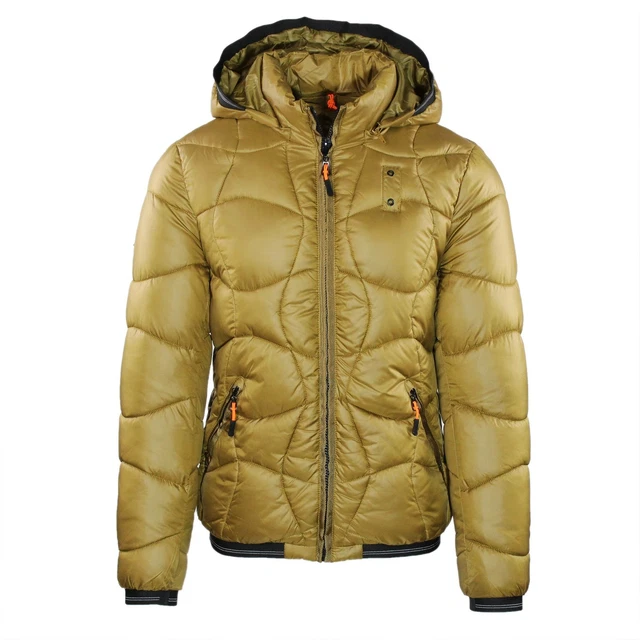 Giubbotto Uomo Giallo Invernale Piumino Giubbino con Cappuccio Bomber Slim Fit C