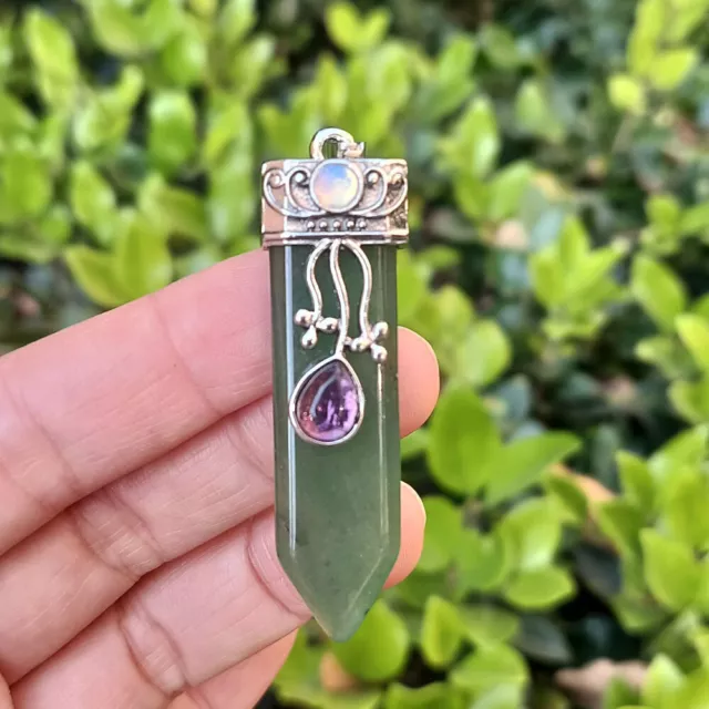 Aventurine Gems Stone Sword Pendant Prism Chakra Reiki Healing Amulet