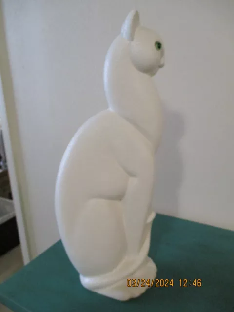 Vintage Haeger Cat Figurine Winking Pottery White Textured Large