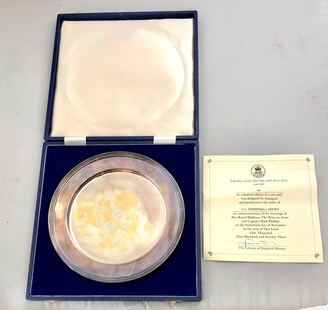 Solid Silver Royal Wedding Princess Anne Tray Limited Edt PIETRO ANNIGONI 1973