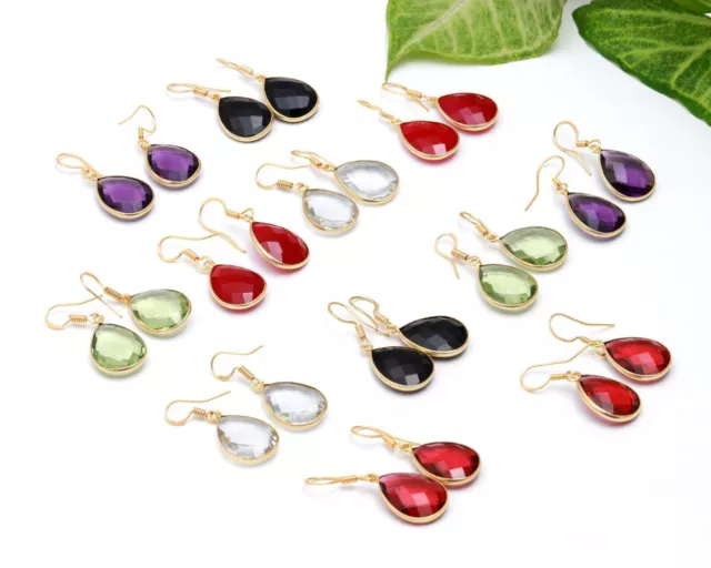 Multi Gemstones 925 Sterling Silver Earrings Gold Plated Jewelry Wholesale Lot