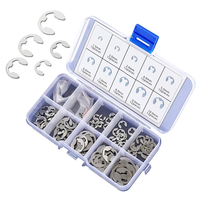 Rust Resistant Stainless Steel Snap Ring Set for Bearings and Gears 120pcs