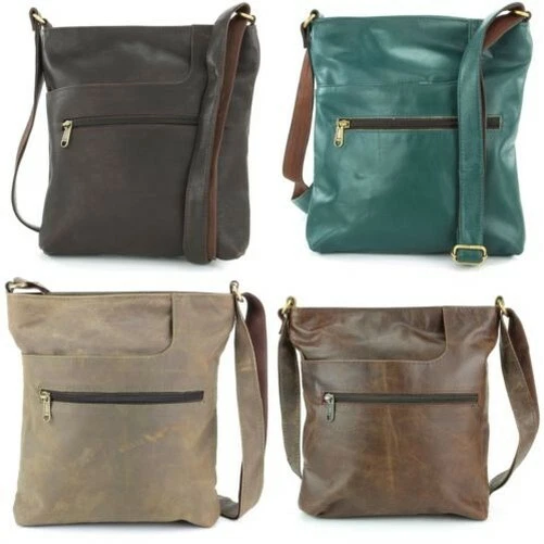 Sac à Main Bandoulière Cuir Femmes Hommes Marron Véritable Sacoche Messager