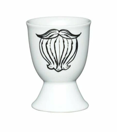 Juego de 6 copas de huevos de porcelana porcelana artesanal barba hipster de cocina - bigote Movember para hombre