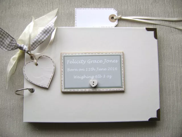 Personalised New Baby/Christening.. A5 Size Photo Album/Scrapbook/Memory Book.