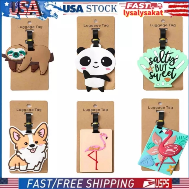 Cute Animal Luggage Tag Shark Cat Baggage Boarding Tag Travel  with ID Card