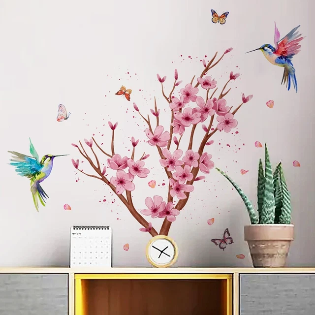Calcomanía flores pegatina de pared arte efecto alfombra mariposa mural