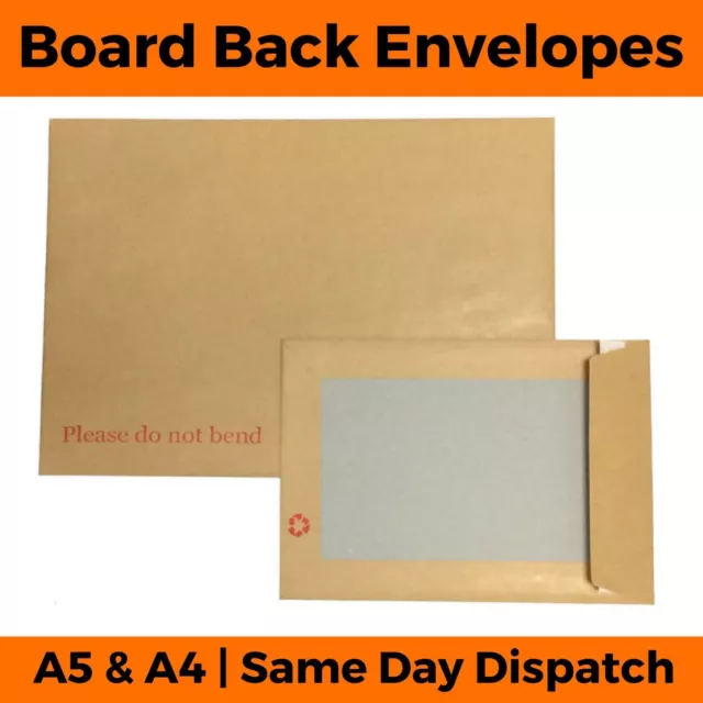 Hard Board Backed Envelopes - Please Do Not Bend C6 C5 C4 C3 Manilla Brown Card