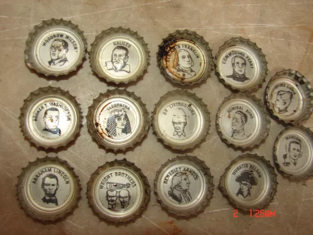 Famous People 14 Coca-Cola Coke Bottle Caps 1960's - SEE PHOTOS