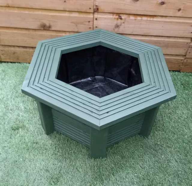 Raised Garden Pond Small Green Hexagonal Water Feature Ready To Use 75x65x29h cm