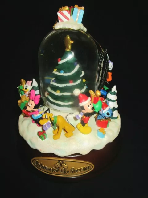 Disney "Celebrate The Season" Rare Musical Snow Globe with Spinning Tree Mint