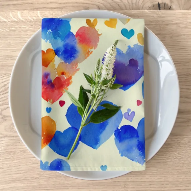 Watercolor Hearts 'Heart of the Home' Napkin Set of 4 - Kitchen Accessory