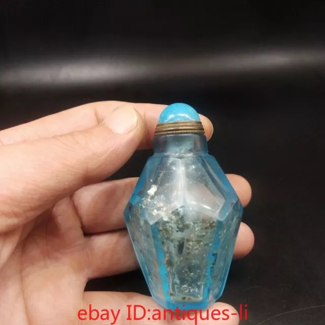 An Exquisite Chinese Collector's Grade Glazed Blue Sprinkled Gold Snuff Bottle