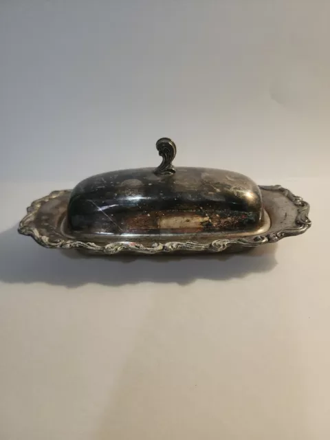 Silverplate Butter Dish With Glass Insert By International Silver Co. Joanne.