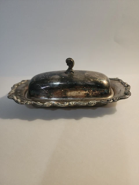 Silverplate Butter Dish With Glass Insert By International Silver Co. Joanne.