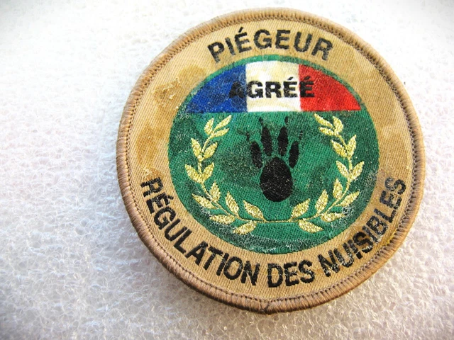 Ancien écusson De Chasse Brodé – Cercle Bleu Avec Canard – À Coudre