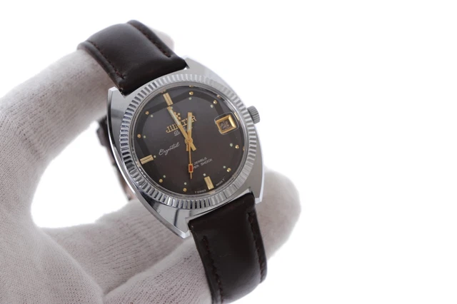 Montre Vintage Lucerne Swiss Made - Remontage Manuel, Boîtier Or 34mm, Bracelet Bleu - Années 70