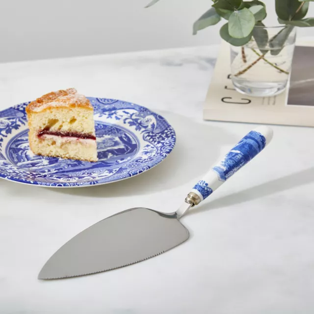 Spode Blue Italian Cake Slice Server 25cm Steel & Porcelain Handles Gift Boxed 3