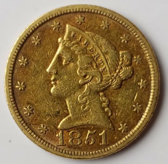 1851 $5 Liberty Head Gold Half Eagle