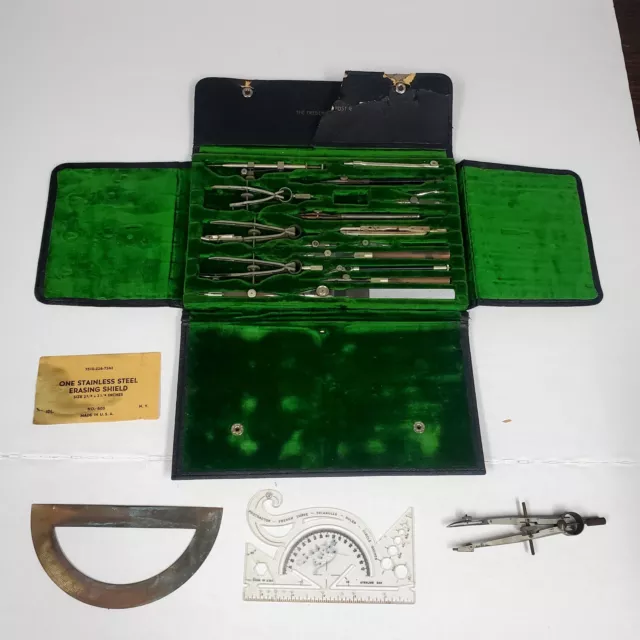 Antique The Frederick Post Co Drafting Tool Set in Case
