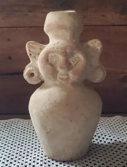 Aztec Mayan Vase, Pre Columbian Art Pottery, Figural Vessel, Clay Effigy