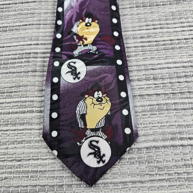 Vintage 90s Looney Tunes MLB Chicago White Sox Taz Baseball Uniform Mens Necktie