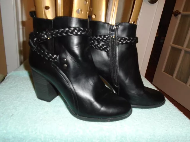 American Eagle AE Ankle Bootie Boots Size 7 W Black Belted Strap Heels