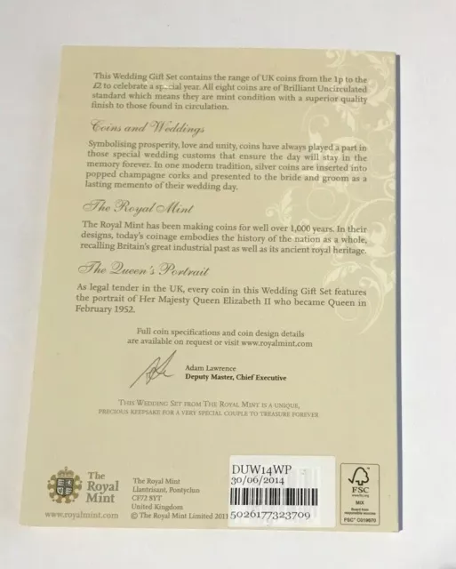 2014 Royal Mint Brilliant Uncirculated Bu Bunc Wedding Gift Coin Set Pack 2