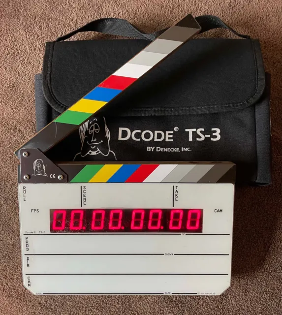 Denecke TS-3 Time Code Slate Kit with Colored Clapper, 2 Jam Cables and Softcase