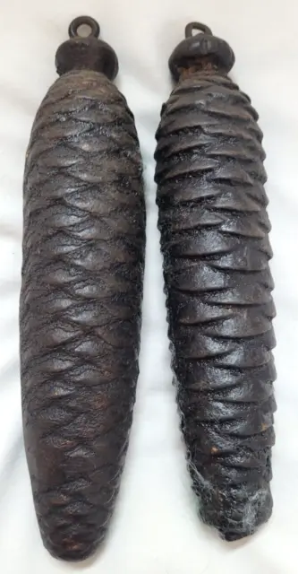 2 Black Pine Cone Cuckoo Clock Weights 1 weighs 2:12.4 the other is 2:4.6 lb/oz