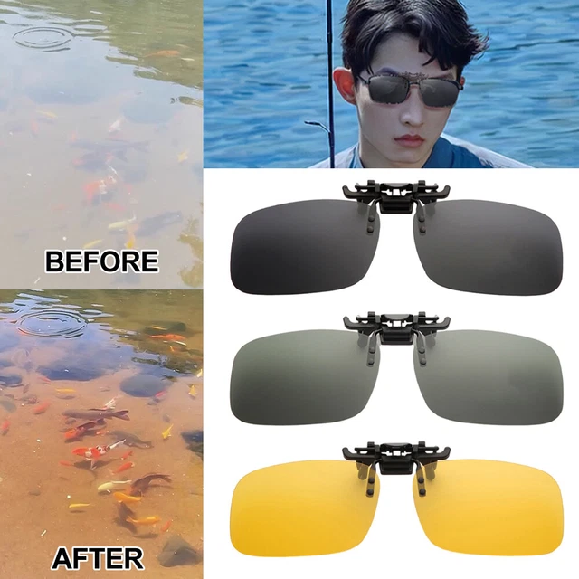 Polarized Clip On Flip Up Glasses Over Prescription - Driving Fishing Sunglasses