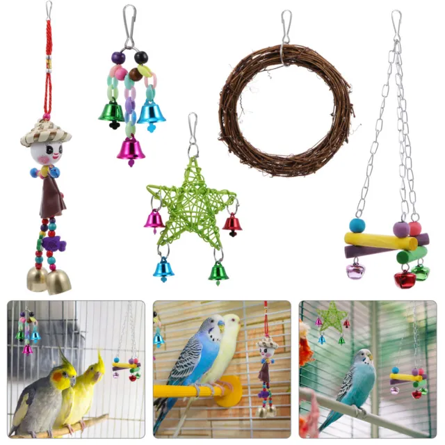 5 PCS/Set Hölzern Papagei Spielzeug Vogelspielzeug Für Sittiche Papageienleiter