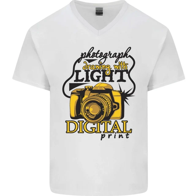 Fotografia Disegno con Luce Fotografo Uomo Scollo A V Cotone T-Shirt