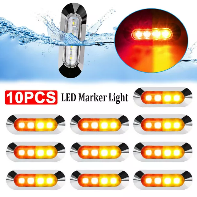 10 X Amber/Red Clearance Lights Side Marker 4 LED Truck Trailer Caravan 12V-24V