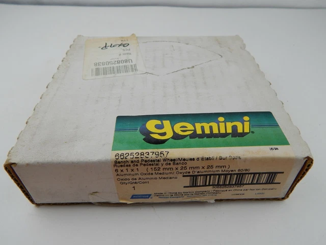Gemini 66252837957 bench and pedestal wheel 6x1x1 aluminim oxide medium