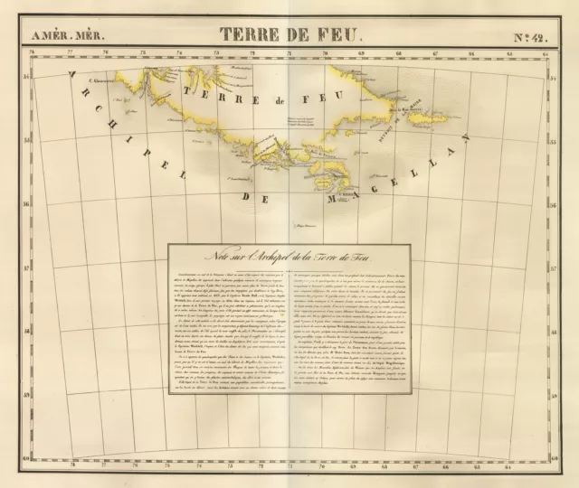 Antique Map of Tierra del Fuego in South America by Vandermaelen, 1825-1827