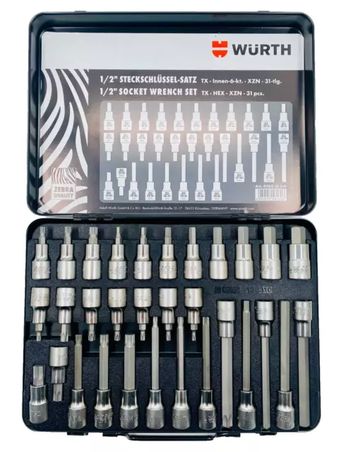 Würth Zebra Steckschlüssel Nüsse 1/2 Zoll Torx Innensechskant Vielzahn TX XZN