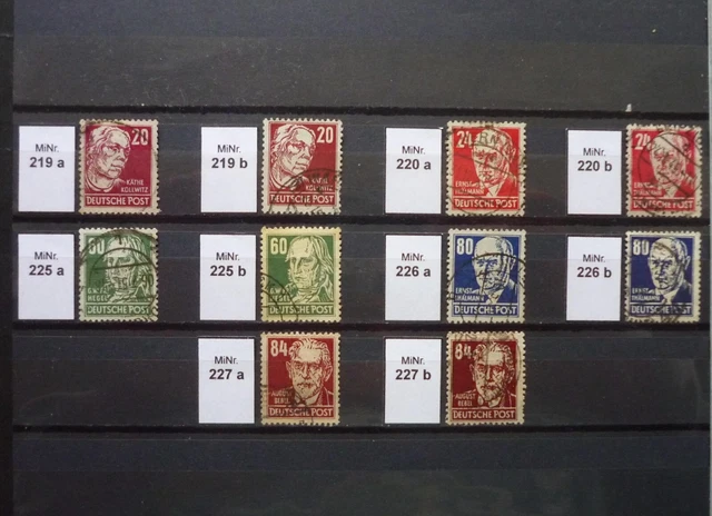 SBZ, Köpfe 1 mit Unterarten, typ., gest., Wert ca. 80,- Euro (21-33)