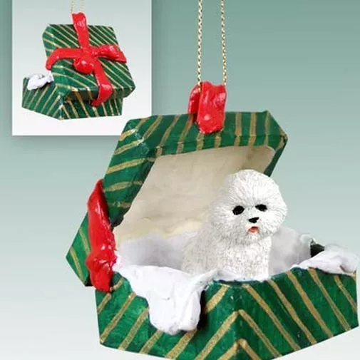 Bichon Frise Dog Green Gift Box Holiday Christmas ORNAMENT