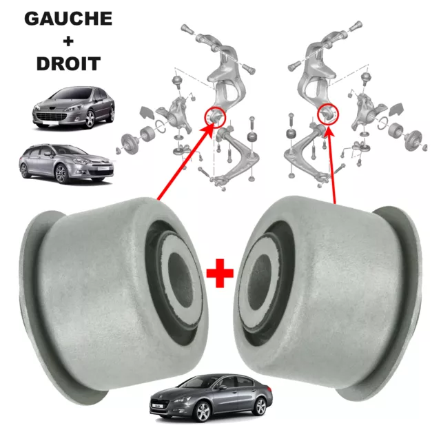 Silent Bloc de Fusee Pivot d'Essieu Avant Gauche + Droit pour C5 C6 407 508 3