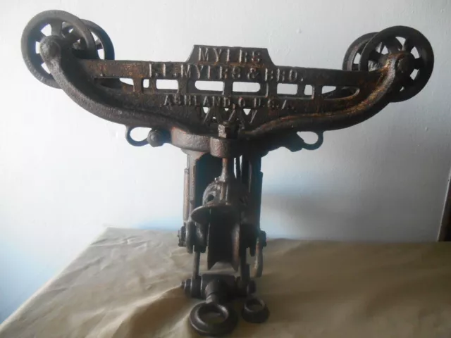 Antique 1909 F.E. Myers & Bro. Cross/Draft Unloader Hay Trolley Ashland Ohio